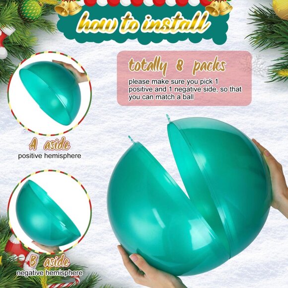 (Set of x3) Extra Large 10" Outdoor Christmas Ornaments Balls Oversized Decor - Picture 5 of 7